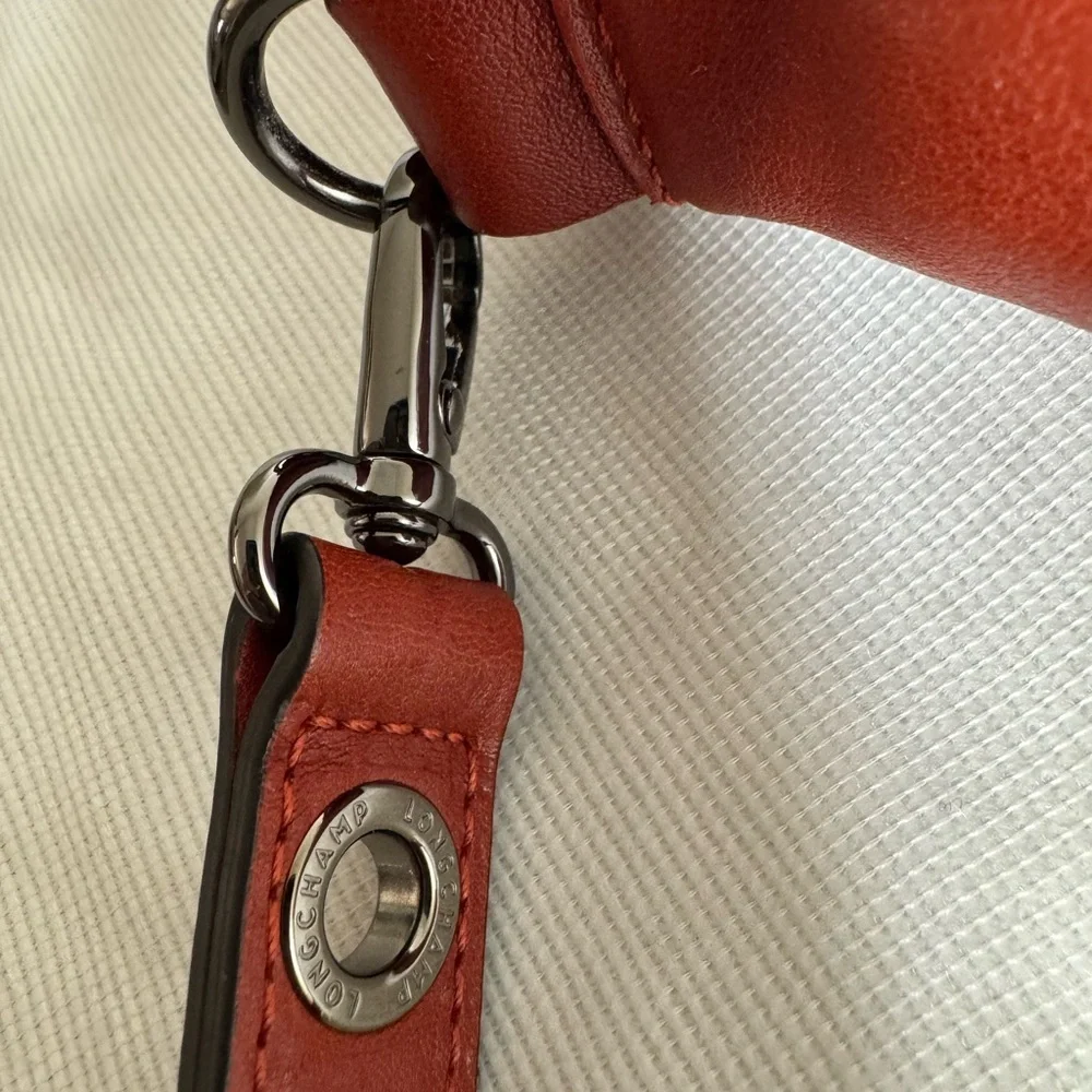 Longchamp Rust 3D Leather Tote Crossbody Bag